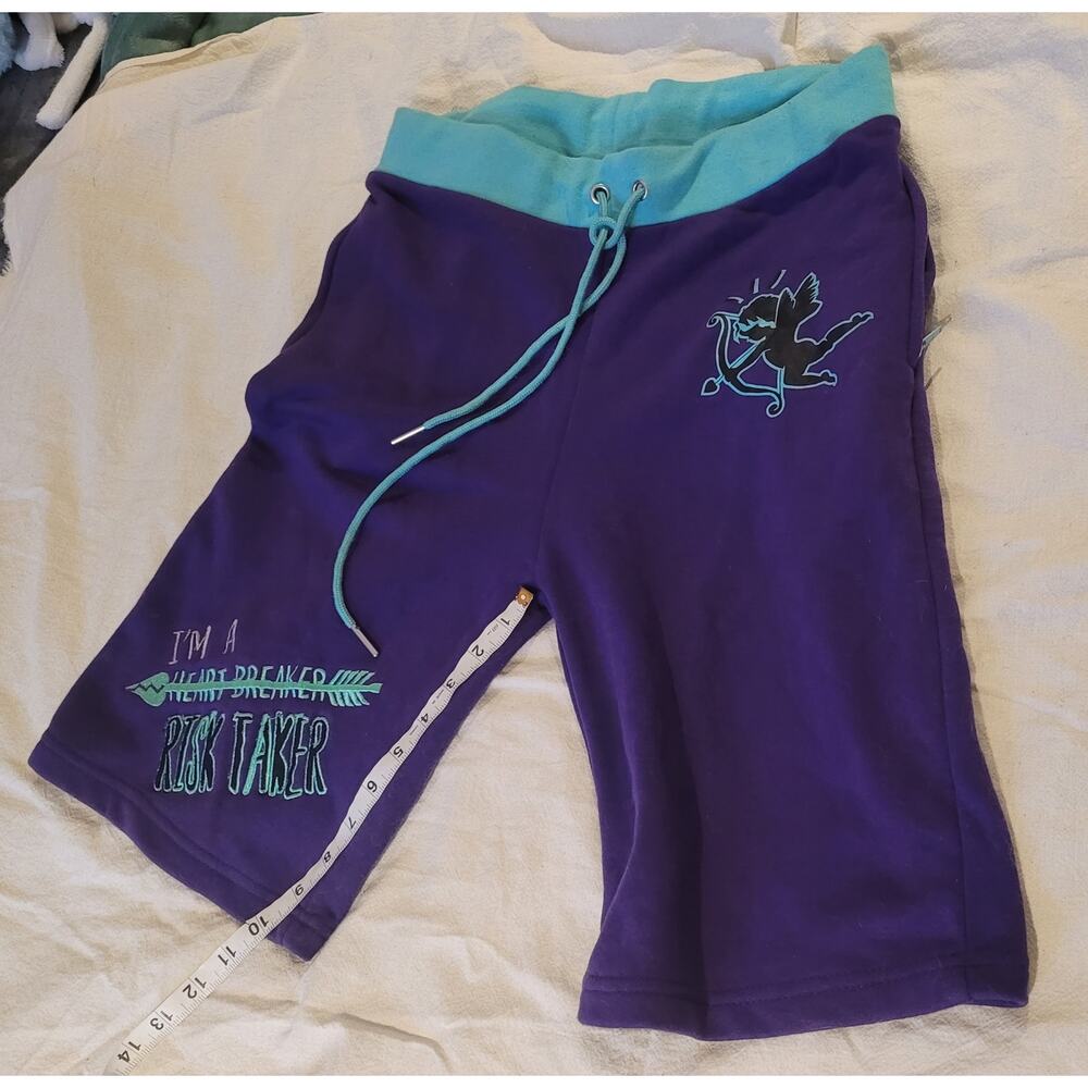 Retro Label Purple & Blue-Green Long Shorts 32" Waist, 10" Inseam, High Rise NWT